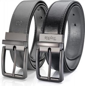 img 4 attached to Men's Classic Leather Reversible Buckle Accessories Belts by ToyRis