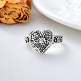 img 3 attached to Cherish Memories Forever With SOULMEET'S Sterling Silver Heart Sunflower Locket Ring - Personalized And Poison-Free (Sizes 5-10)