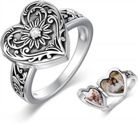img 4 attached to Cherish Memories Forever With SOULMEET'S Sterling Silver Heart Sunflower Locket Ring - Personalized And Poison-Free (Sizes 5-10)