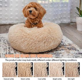 img 3 attached to 🐶 Small Dog Bed for Calming and Anti-Anxiety: Cozy Round Puppy Bed for Small to Large Dogs (Up to 10-100 lbs), Machine Washable, Warming and Soft, Beige - Pack of 1