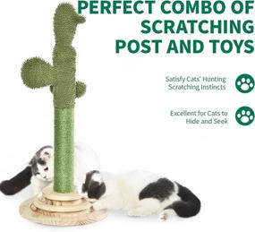 img 3 attached to 🐱 Premium Two-Layer Cat Turntable - Interactive Balls, Dangling Ball & Feather Toy - Stable Wooden Build - Ideal Cat Scratching Post and Interactive Cat Toys for Kittens and Cats