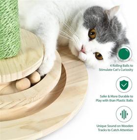 img 2 attached to 🐱 Premium Two-Layer Cat Turntable - Interactive Balls, Dangling Ball & Feather Toy - Stable Wooden Build - Ideal Cat Scratching Post and Interactive Cat Toys for Kittens and Cats