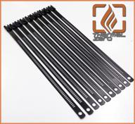 🔗 durable black snap strip stainless steel zip tie pack - 10 units, 14" long logo