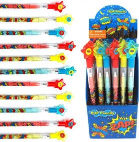 img 4 attached to 🦸 Tiny Mills Superhero Push Pencil Assortment – 24 Pcs, Text Multi-Point, Stackable, with Eraser: Ideal for Superhero Birthday Parties, Carnival Goodie Bags, Classroom Rewards, Pinata Fillers!