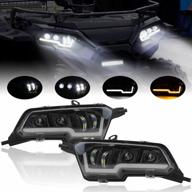2pcs led headlights assembly for polaris sportsman, sautvs led head lights front lamps with high-low beams drl turn signal light for polaris sportsman xp 1000 sp 850 570 450 2017-2022 accessories logo