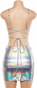 img 1 attached to Metallic Silver Off-Shoulder Tube Top And Short Skirt Set: A Stylish Two-Piece Outfit For Women