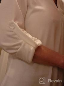 img 6 attached to Деловые повседневные туники: женская блузка LOMON с v-образным вырезом, закатанными рукавами 3/4 и складками спереди, свободная посадка для работы