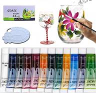 color your creations with 12 shades: non-toxic glass paint set for diy projects on porcelain, glass, ceramic and more! logo