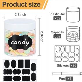 img 3 attached to 32PCS 6OZ Plastic Jars With Screw On Lids, Labels & A Pen, Round Wide Mouth Clear Storage Containers For Beauty Products, DIY Slime, Crafts Making, Spices, Cereal Or Dry Food Storage (White Cover)