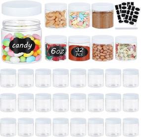 img 4 attached to 32PCS 6OZ Plastic Jars With Screw On Lids, Labels & A Pen, Round Wide Mouth Clear Storage Containers For Beauty Products, DIY Slime, Crafts Making, Spices, Cereal Or Dry Food Storage (White Cover)