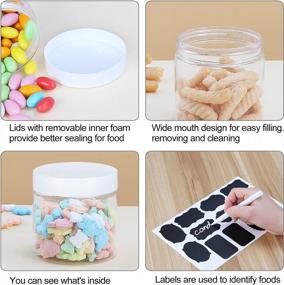img 2 attached to 32PCS 6OZ Plastic Jars With Screw On Lids, Labels & A Pen, Round Wide Mouth Clear Storage Containers For Beauty Products, DIY Slime, Crafts Making, Spices, Cereal Or Dry Food Storage (White Cover)