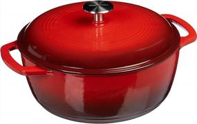 img 4 attached to Amazon Basics Enameled Cast Iron Covered Dutch Oven, 7.3-Quart, Red
