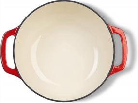 img 2 attached to Amazon Basics Enameled Cast Iron Covered Dutch Oven, 7.3-Quart, Red