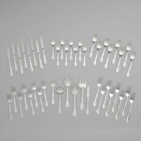 img 2 attached to RiverRidge 5417-843-B Rose 46 Piece Monogrammed Flatware Set, Letter B, No Size, Silver