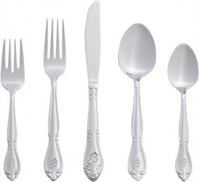 img 4 attached to RiverRidge 5417-843-B Rose 46 Piece Monogrammed Flatware Set, Letter B, No Size, Silver