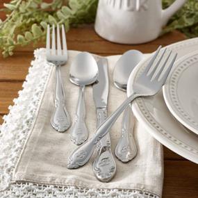 img 3 attached to RiverRidge 5417-843-B Rose 46 Piece Monogrammed Flatware Set, Letter B, No Size, Silver
