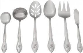 img 1 attached to RiverRidge 5417-843-B Rose 46 Piece Monogrammed Flatware Set, Letter B, No Size, Silver