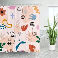 livilan abstract shower curtain, abstract faces shower curtains set with 12 hooks, aesthetic terracotta fabric shower curtain minimalist abstract modern shower curtain for bathroom, 72''w x 72''h logo