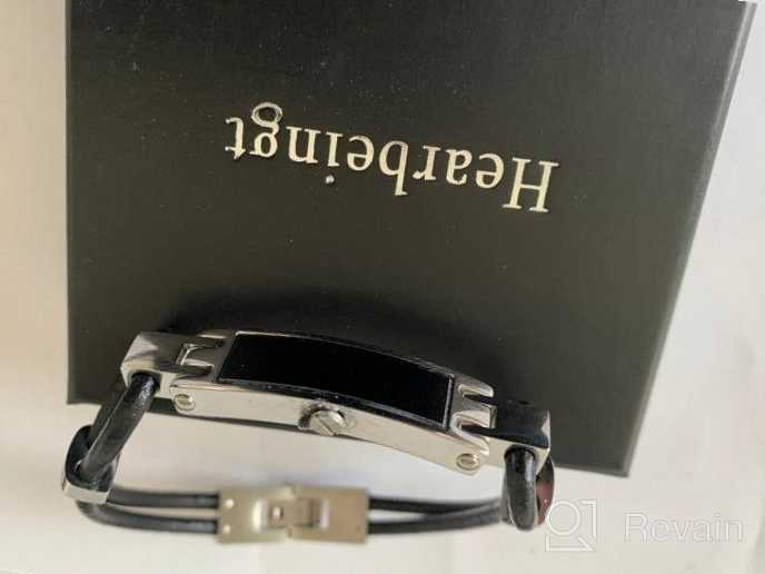 img 1 attached to Genuine Leather Cremation Bracelet with Hearbeingt Urn Keepsake for Men and Women - Jewelry for Ashes review by Clinton Youmans