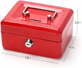 img 1 attached to Kids Cash Box With Key Lock & Money Tray - 6 1/5" X 5" X 3", Red (QH1508XS)