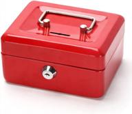 kids cash box with key lock & money tray - 6 1/5" x 5" x 3", red (qh1508xs) logo