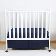 pleated mini crib skirt: soft microfiber bed skirt with durable platform, navy blue, 24" x 38" and 12" drop dust ruffle – ideal for portable cribs, silk-looking finish, easy to wash логотип