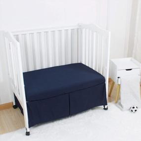 img 2 attached to Pleated Mini Crib Skirt: Soft Microfiber Bed Skirt With Durable Platform, Navy Blue, 24" X 38" And 12" Drop Dust Ruffle – Ideal For Portable Cribs, Silk-Looking Finish, Easy To Wash