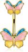 flaunt your style with jewseen's 14g butterfly belly button ring - navel piercing jewelry for women logo