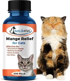 img 4 attached to 🐱 BestLife4Pets Demodectic Mange and Scabies Relief for Cats - Ear Mites & Itch Relief Supplements - Restores Healthy Feline Coat and Skin - Easy to Use Natural Pills (450 ct) - Effective Cat Itching Relief