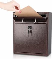 kyodoled steel key lock mail boxes outdoor,locking wall mount mailbox,security key drop box,12hx 10.51lx 4.68w inches,bronze large логотип