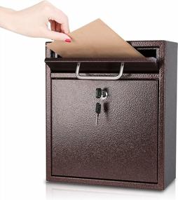 img 4 attached to KYODOLED Steel Key Lock Mail Boxes Outdoor,Locking Wall Mount Mailbox,Security Key Drop Box,12Hx 10.51Lx 4.68W Inches,Bronze Large