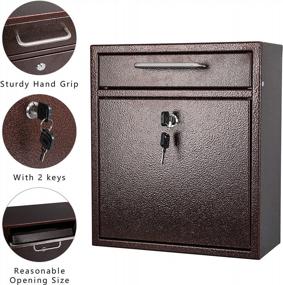 img 3 attached to KYODOLED Steel Key Lock Mail Boxes Outdoor,Locking Wall Mount Mailbox,Security Key Drop Box,12Hx 10.51Lx 4.68W Inches,Bronze Large