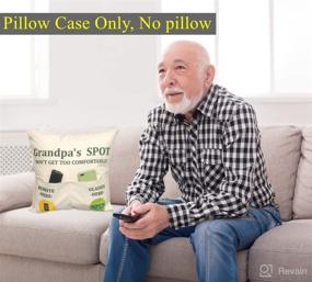 img 1 attached to 🎁 Unique Grandpa Gifts: 2-Pocket Grandpa’s Spot Throw Pillow Covers 18x18 Inch with Engraved Spoon - Perfect Presents for Papa, Granddad on Father’s Day, Birthday, Christmas, Thanksgiving