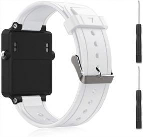 img 4 attached to Сменный ремешок Bossblue White для Garmin Vivoactive, сменные силиконовые браслеты для фитнеса, браслеты с металлическими застежками для смарт-часов Garmin Vivoactive GPS