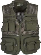 mens summer outdoor vest: flygo safari fishing travel photo pockets for work & play logo