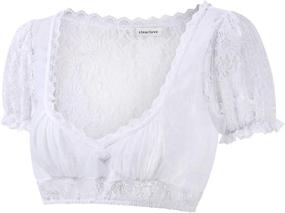 img 2 attached to Women'S White Blouse Dirndl Crop Top Bavarian Oktoberfest Classic Clearlove