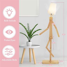 img 1 attached to LAMFURART Art Style Wood Floor Lamp - Transformable Large Lamp with Interchangeable Shapes - Perfect Gift for Kids, Boys, and Girls for Living Room, Bedroom, Reading & Office - Includes LED Bulb