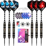 steel tip darts with aluminum shafts - 20/22/28/30/34/40g weight set + sharpener, tool, extra flights and protectors. logo