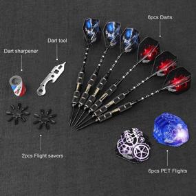 img 1 attached to Steel Tip Darts With Aluminum Shafts - 20/22/28/30/34/40G Weight Set + Sharpener, Tool, Extra Flights And Protectors.