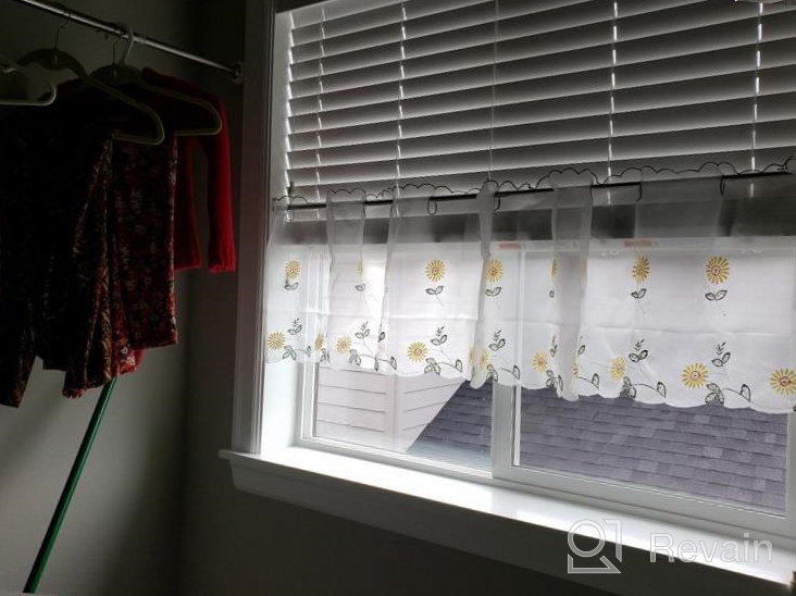 img 1 attached to 🌼 ZHH Handmade Daisy Valances: Embroidered Pastoral Style Cafe Curtain with Floral Kitchen Design - Yellow, 1 Panel (70" W x 17" H) review by Todd Amarsingh