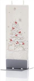 img 4 attached to FLATYZ Handmade Christmas Candle - White Tree & Bunnies Unscented, Drip-Resistant & Smoke-Free 2 Wick Candle For Home & Room Decor Hand Painted, Flat Decorative Candles Steel Stand Included