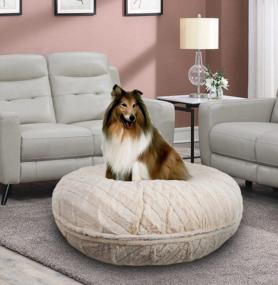 img 2 attached to Extra Plush Faux Fur Circle Dog Bed With Waterproof Lining And Removable Washable Cover - Calming Bed For Dogs - Bessie And Barnie Bagel Dog Bed In Multiple Sizes And Colors