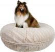 extra plush faux fur circle dog bed with waterproof lining and removable washable cover - calming bed for dogs - bessie and barnie bagel dog bed in multiple sizes and colors logo
