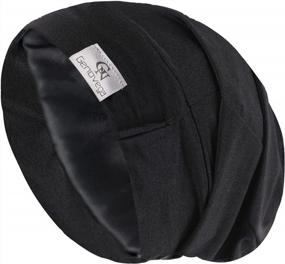 img 4 attached to Silk Lined Slouchy Bonnet Sleep Cap: Soft Hair Cover Beanie Hat For Night Sleeping, Perfect Gift For Women
