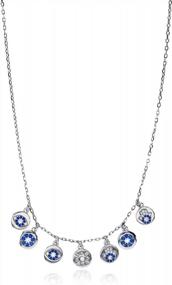 img 4 attached to Sterling Silver Rhodium Blue Spinel & White Cubic Zirconia Evil Eye/Hamsa Necklace - 16"+2" Length