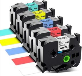 img 3 attached to Premium 24Mm Label Tape Bundle - Compatible With Brother P-Touch TZ Tapes - Laminated In White, Red, Blue, Yellow & Green - 13 Pack Including TZe-251, TZe-451, TZe-551, TZe-651 & TZe-751