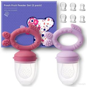 img 4 attached to KoalaZoom Baby Fruit Feeder Pacifier Fresh Food Feeder (2 Pack), Silicone Fruit Teether for Babies, Infant Fruit Teething Toy, Includes Extra Silicone Sacs, Top-notch Baby Feeding Supplies