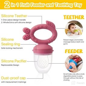 img 2 attached to KoalaZoom Baby Fruit Feeder Pacifier Fresh Food Feeder (2 Pack), Silicone Fruit Teether for Babies, Infant Fruit Teething Toy, Includes Extra Silicone Sacs, Top-notch Baby Feeding Supplies