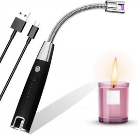 img 4 attached to Rechargeable Electric Candle Lighter With LED Battery Display & Safety Switch - 360° Flexible Neck For Camping, BBQs & More (Black)