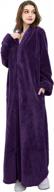 hellomamma womens robes warm plush winter robe, zip up long fleece bath robes female, zipper bathrobes for women logo